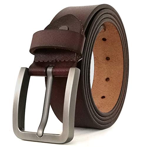 JingHao pin buckle Mens Belts Genuine Leather Casual Belt Size S-6XL (L 34"-36"Length 115cm, Chocola JingHao pin buckle Mens Belts Genuine Leather Casual Belt Size S-6XL (L 34"-36"Length 115cm, Chocola