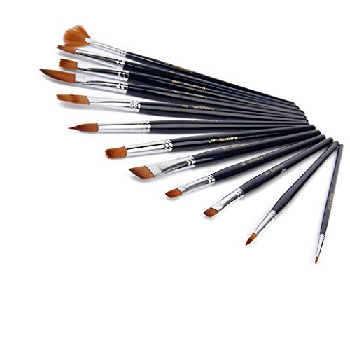 12 Assorted Größe Künstler Malerei Pinsel Set Flachpinsel - 7