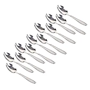 Akshar Utensils Stainless Steel Baby Spoon Set, 12 Piece Combo (Design 5)