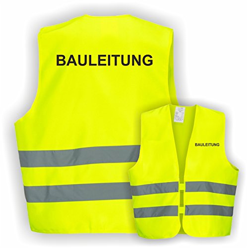 Warnweste GELB Sicherheitsweste Weste Ordner Security Bauleitung (Bauleitung 1 Weste)