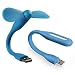Produktbild COM-FOUR® Flexibler USB Mini Ventilator & Flexibles USB Mini LED Licht für Power Bank, PC, Notebook, Pad etc. in Blau (blau)