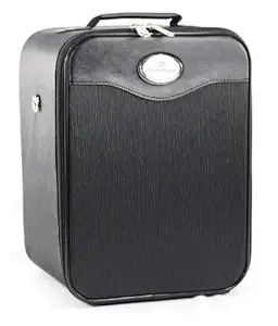 Small Wig Travel Box with Top Handle, Shoulder Strap & Double Zipper, Carrying Case with Removable Head-Holding Base - Black - by Adolfo Design