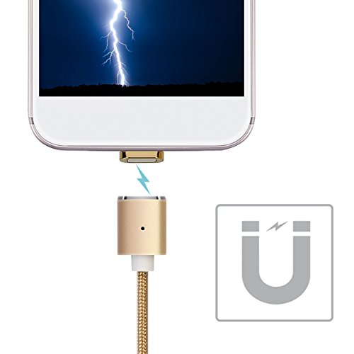 kwmobile Magnetisches Micro USB Ladekabel - 1m Nylon Micro-USB auf USB A Magnet Datenkabel Gold - USB-Kabel fÃ¼r Smartphone Tablet Powerbank Navi