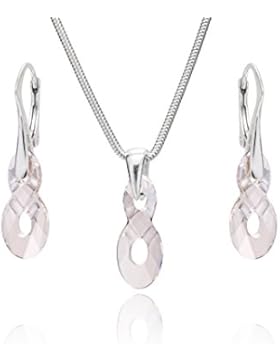 LillyMarie Damen-Schmuckset Silber 925, original Swarovski Elements Infinity-Anhänger, hellgrau,mit Schmuckbox