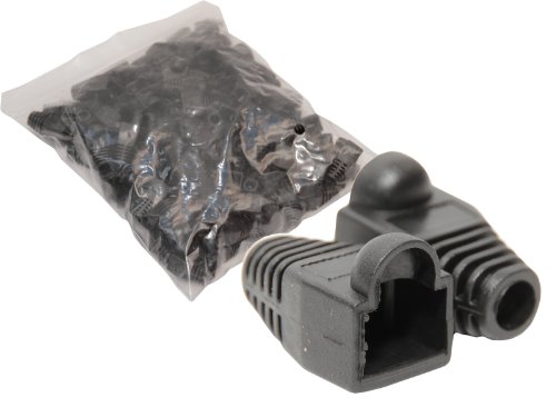 BIGtec 100 er Pack RJ45 Knickschutztüllen schwarz für Modularstecker RJ45 Knickschütz Hülle Knickschutzhülle für Crimpstecker , Knickschutz für RJ45 Stecker zur Kabelkonfektion , RJ45 Tüllen für Netzwerkstecker , für CAT.5 CAT.5e CAT.6 Stecker