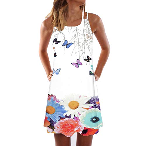 Momoxi Robe De Plume, Été Femme Boho Maxi Party Cocktail Imprimé Plage Robe De Soleil Mesdames sans Manches Jarretelles Comfy Casual Mini Robe Imprimée Florale Été 2019 Robe De Vintage Boheme Femme