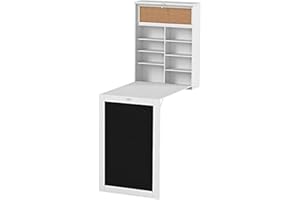 InnovaGoods® Mesa Plegable de Pared Woldy, Mesa con Pizarra y estantería, Mesa Plegable multifunción para Trabajar y Ahorrar Espacio, Medidas ‎80x50x18 cm, Color Blanco