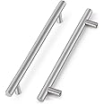 Probrico Pack of 5 Brushed Nickel Stainless Steel 256mm Hole Centers Kitchen Cabinet T Bar Handle Furniture Drawer Pulls Cuoboard Knobs UK Domestic Delivery