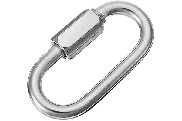 Constrabo | 1x Maillon Rapide en acier inoxydable AISI 316 (V4A) 9 mm Ø | D Forme Mousqueton avec une capacité de charge de 1300kg | Quick Link, Maillons de Chaîne, Connecteur Rapide, Keychain Buckle