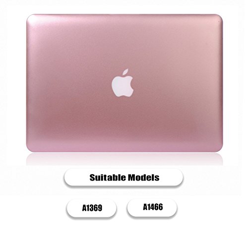 tinxi® Zweiteilige Matte Gummierte Harte Schutzhülle für Apple Macbook Air 13,3 Zoll (A1369 A1466) Laptop Hülle Cover Schale Schutz Tasche Etui Case Shell Hard Plastik Rosegold - 2
