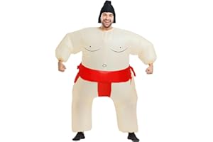 Rafalacy Inflatable Sumo Wrestler Suit Costume for Adult Blow up Halloween Party Fat Suit Fancy Families Member Game