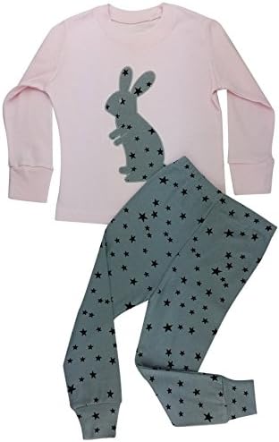 Floorey Girls Pyjamas Rabbit with Stars 2 Pieces Pajamas Set 100% Cotton