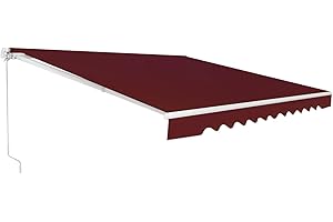 COSTWAY Tenda da Sole per Esterno Avvolgibile 2,5 x 2 M, Tenda da Sole a Bracci Estensibili con Telaio in Alluminio, Tettuccio Resistente al Sole e Impermeabile e Manovella (2,5 x 2 m, Rosso)