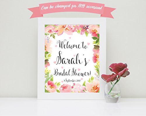 Hen Party Print, Bridal Shower Announcement Poster, Floral Baby Shower Welcome Sign Personalised