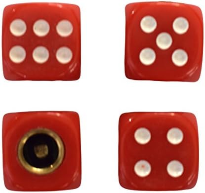 Dice Style Alloy Car Wheel Tire Tyre Valve Dust Caps Covers Tire Set of 4 (Red)