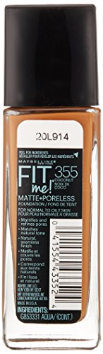 Maybelline New York Fit Me Matte Plus Poreless Foundation Makeup, Coconut (Grundierung für feineres Hautbild) - 3