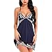 Produktbild Mymyguoe Sexy Damen Dessous Tiefer V-Ausschnitt Nachtwäsche Frauen Babydoll Underwear Nachtkleid Wäsche Set Sleepwear Pyjama Spitze Splice Minikleid Pactwork Spaghetti Nachtkleid