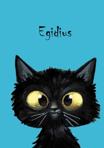 Egidius: Personalisiertes Notizbuch, DIN A5, 80 blanko Seiten mit kleiner Katze auf jeder rechten unteren Seite. Durch Vornamen auf dem Cover, eine ... Coverfinish. Über 2500 Namen bereits verf