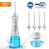 morpilot Water Flosser for Teeth,Dental Floss with 4 Jet Nozzles and 200ml Reservoir,IPX7 Waterproof USB Rechargeable 3 Water Pressure and FDA Approved