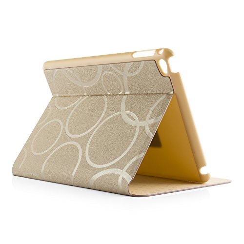 iPad Mini 4 Hülle, DEENOR Colour Series Premium PU Leder Ultra Slim Light Weight Auto aufwachen / Schlaf Funktion Schutzhülle Hülle für Apple iPad Mini 4, Free: Screen Protector + Stylus Pen + Cleaning Cloth. (Golden circles) - 4