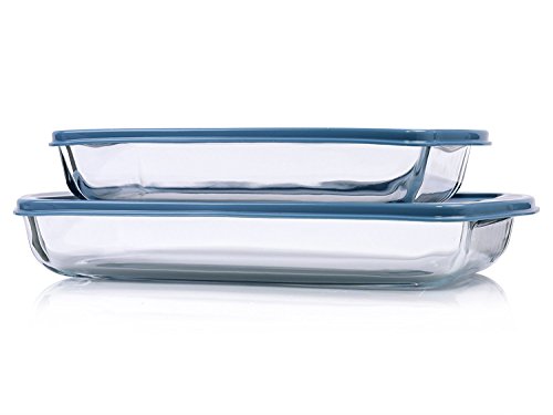 Schott Zwiesel Auflaufformen Set mit Griffen und Deckel 2 teilig | 34x19x5,5 cm 2 Liter Füllmenge und 28x16x5,5 cm 1,3 Liter Füllmenge - 4