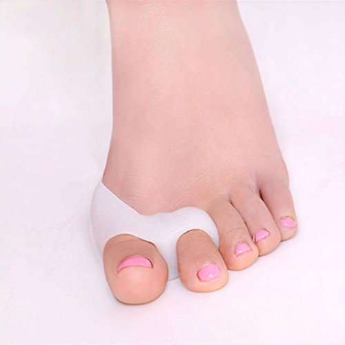Huayang Silikon Gel Fuß Zwei Zehen Separator Hallux Valgus Korrektor Glätteisen Orthese (weiß)