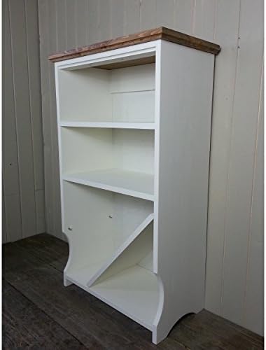 Tall shoe rack solid wooden 4 tier tower hallway storage organizer cabinet and shelves with back and boot shelf painted in Antique white with an Antique Pine top by Original Crate Furniture