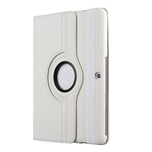 EnGive 360°Drehbares Ledertasche Samsung Galaxy Tab 4 10.1 Hülle (10,1 Zoll) Schutzhülle Case Tasche mit Ständerfunktion Auto Sleep/Wake-Funktion (Samsung Galaxy Tab 4 10.1, Weiß) - 3
