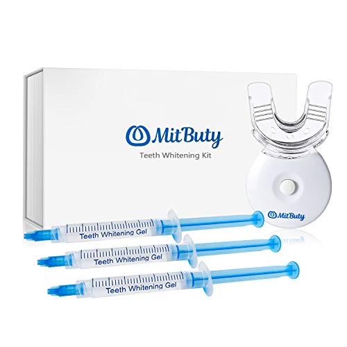 MitButy Kit de Blanqueamiento Dental con Luz LED para Dientes más Blancos - Gel Blanqueamiento Dental Profesional en Casa - Seguro Natural sin Dolor ni Sensibilidad, Elimina las Manchas