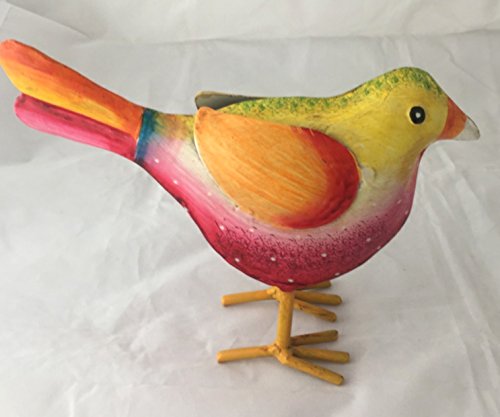 Gartenfigur bunter Vogel aus Metall 3 verschiedene Farben zur Auswahl 20x9x18cm Handarbeit Gartendeko Metallfigur Gartendekoration Gartenfiguren (Auswahl Vogel pink mit weißem Schnabel) - 3