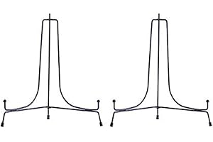 HCHLQLZ Large Plate Stands for Display - 10 Inch Black Iron Easel Holders - Ideal for Decorative Plates, Picture Frames, Platters, Boards and Art - Adjustable and Foldable - 2 Pack