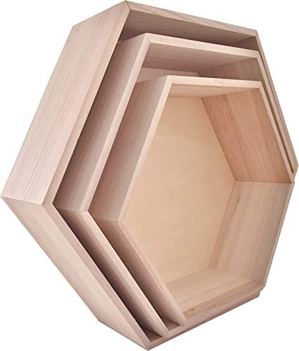 Youdoit 3 étagères hexagonales en Bois