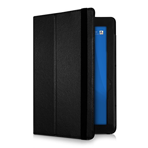 kwmobile 3in1 Set: Hülle inkl. Tastatur Cover für Asus Transformer Book T100 Chi mit Ständer – Kunstleder Tablet Case Schutzhülle in Schwarz + Folie, kristallklar + Stylus, Schwarz - 2