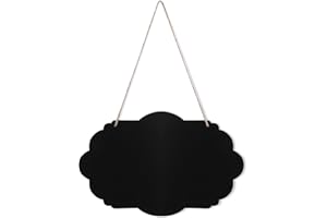 TIESOME Wooden Double Sided Hanging Chalkboard Signs, Erasable Memo Message Board Sign for Wedding Kitchen Home Party Decoration (Style A)