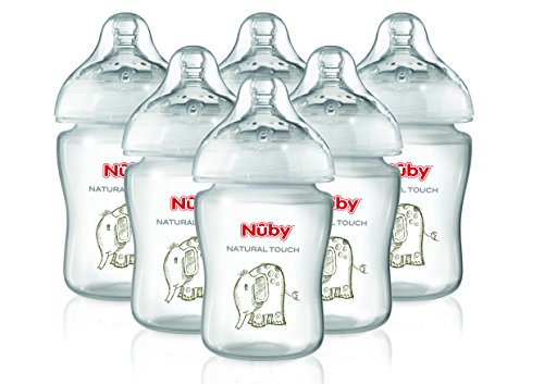 Nuby Natural Touch Decorated Baby Bottles (270 ml, Pack of 6)