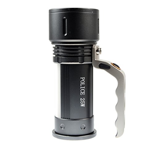Akku Taschenlampe Police 25W LED High-Power Suchscheinwerfer inkl. 18650 Li-Ion Akkus, Ladegerät u. KFZ-Ladekabel - 2