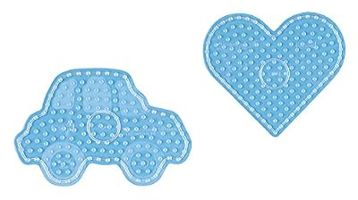 Hama - 8253 - Loisirs Créatifs - Sachet 2 Plaques pour Perles à Repasser Maxi - Cœur et Voiture