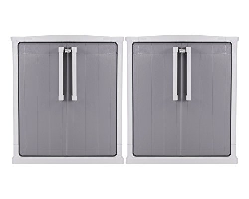 Preisvergleich Produktbild 2x Keter Optima Outdoor Beistellschrank Mehrzweckschrank abschließbar wetterfest im Set, Doppelpack!