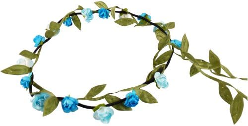 Floral Boho Garland Headband for Festivals & Weddings - (Mixed Blues)