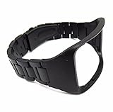 YPYS Schwarz Edelstahl Uhrenarmband für Samsung Galaxy Gear S U215 Smartwatch R750 Ersatz Metall Handgelenk Bands Armband, Schwarz