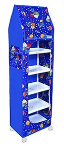 FLIPZON Baby Wardrobe Plastic Multipurpose 6 Shelve, Foldable, (Unbreakable Material) (Blue, Pack Of 1)