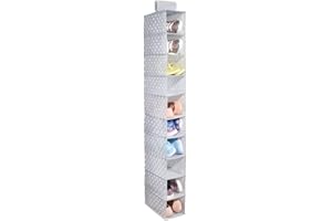 mDesign armoire suspendue en tissu – armoire de rangement polyvalente pour chaussures – parfait comme meuble de rangement pour couloir ou de chambre à coucher – pointillé avec 10 sections – gris/blanc