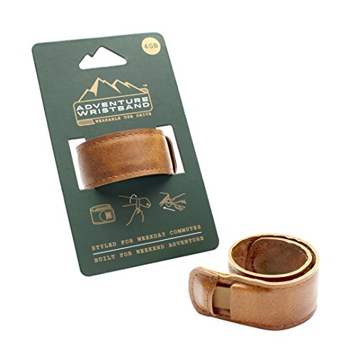 Luckies of London Adventure Wristband - Bracciale con chiavetta USB in similpelle marrone, 4GB