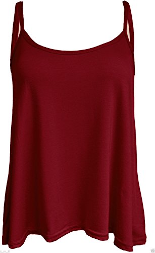 Re Tech UK Ladies New Camisole Tops for Women UK Cami Top Plain Strappy Swing Vest Summer Flared Sleeveless Spaghetti Tank Women's Vests