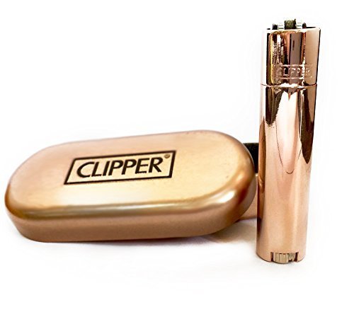 [Edizione Limitata] Oro Rosa Metallo Clipper Accendino con custodia by Lizzy
