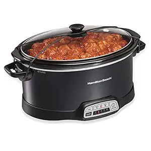 Hamilton Beach Programmable Slow Cooker, 7-Quart with Lid Latch Strap, Black (33474)