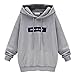 Produktbild feiXIANG mode frauen Damen Große Größe mit Kapuze Buchstaben lose Fledermaus Pullover lange ärmel kapuzenpulli sweatshirt bluse (6XL, Grau)
