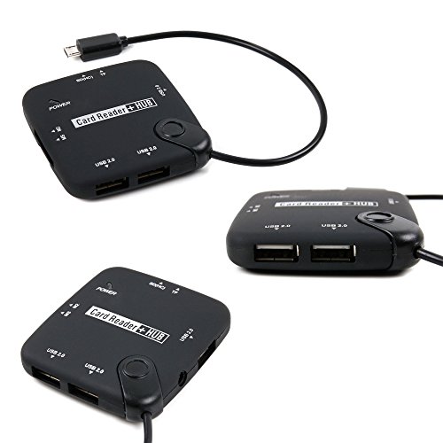 Für Ihr LENOVO Tab 3 7 Inch, Tab 3 7 Zoll, Lenovo miix 310, Lenovo Miix 510, Lenovo Tab 2 A7-20, Lenovo Tab 2 A10-30 und Lenovo Tab 2 A7-10 Tablet: USB Hub Kartenlesegerät | Card Reader (3x USB, MS, M2, SD(HC), T-Flash, DC/AC - 8