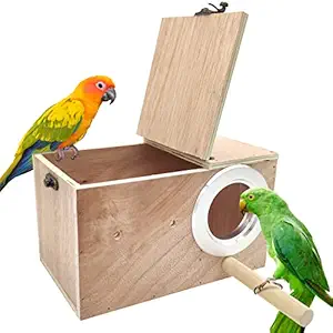 Hamiledyi Parrot Breeding Nest Box Bird Nest Warm Bird Incubator Wood Parakeet Budgie Cockatiel Breeding Nesting Bird Aviary Cage Box (S)