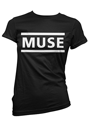 LaMAGLIERIA Camiseta Mujer Muse - Camiseta 100% Algodon, S, Negro